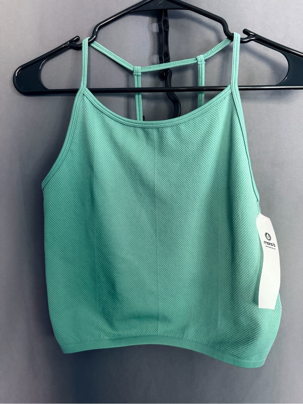 Mono B Grey Teal Ribbed Cropped Tank
